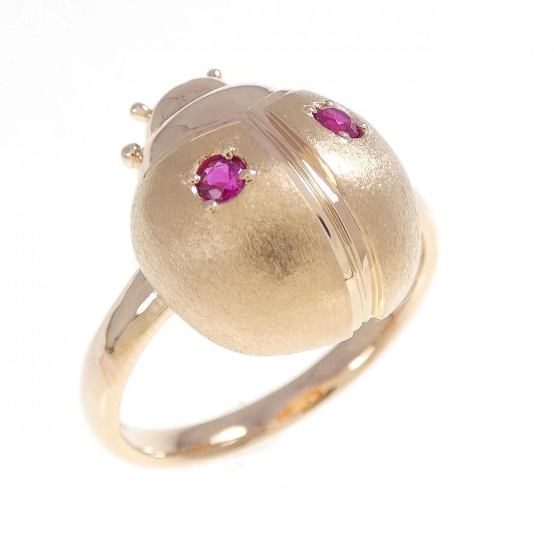 K18PG LADYBIRD RUBY RING: K18PG Ladybird Ruby Ring Brand: Unbranded Type: Ring Material: K18 Pink Gold, Color: PG Size: 6.5 US Accessories: None Accessories Notice: When purchasing pre-owned goods, please refer to the