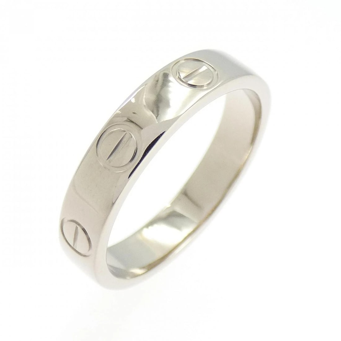 CARTIER MINI LOVE RING: Cartier Mini Love Ring Brand: CARTIER Type: Ring Material: 750 white gold, Color: White Size: US 5.5 Accessories: None Accessories Notice: When purchasing pre-owned goods, please refer to