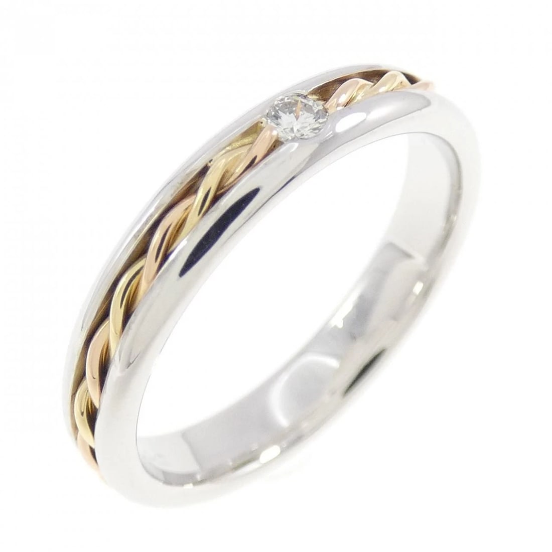 750 THREE COLOR DIAMOND RING: 750 Three Color Diamond Ring Brand: Unbranded Type: Ring Material: 750 Yellow Gold 750 White Gold 750 Pink Gold, Main Stone/Creation Natural Color: White Gold Size: 5.5 ( US size) 