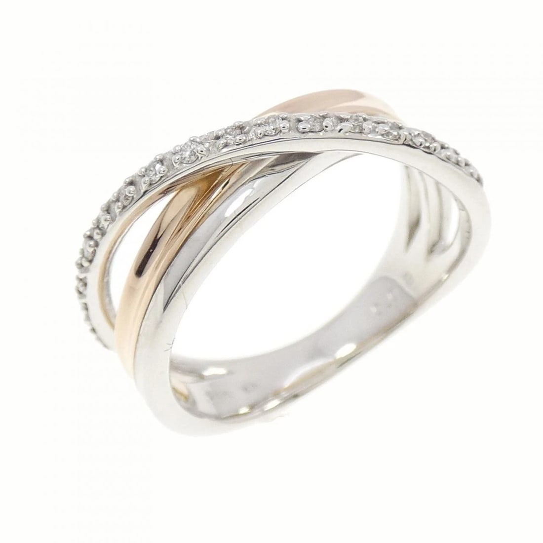 K18WG K18PG DIAMOND RING: K18WG K18PG Diamond Ring Brand: Unbranded Type: Ring Material: K18 White Gold K18 Pink Gold, Main Stone/Creation Natural Color: Yellow Gold Size: 5.5 ( US size) Accessories: None Accessories