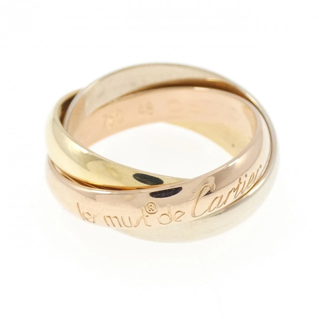 CARTIER TRINITY RING: Cartier Trinity Ring Brand: Cartier Type: Ring Material: 750 Yellow Gold 750 White Gold 750 Pink Gold, Color: 750 Yellow Gold White Gold Pink Gold Size: 4.5-5 US Accessories: None Accessories