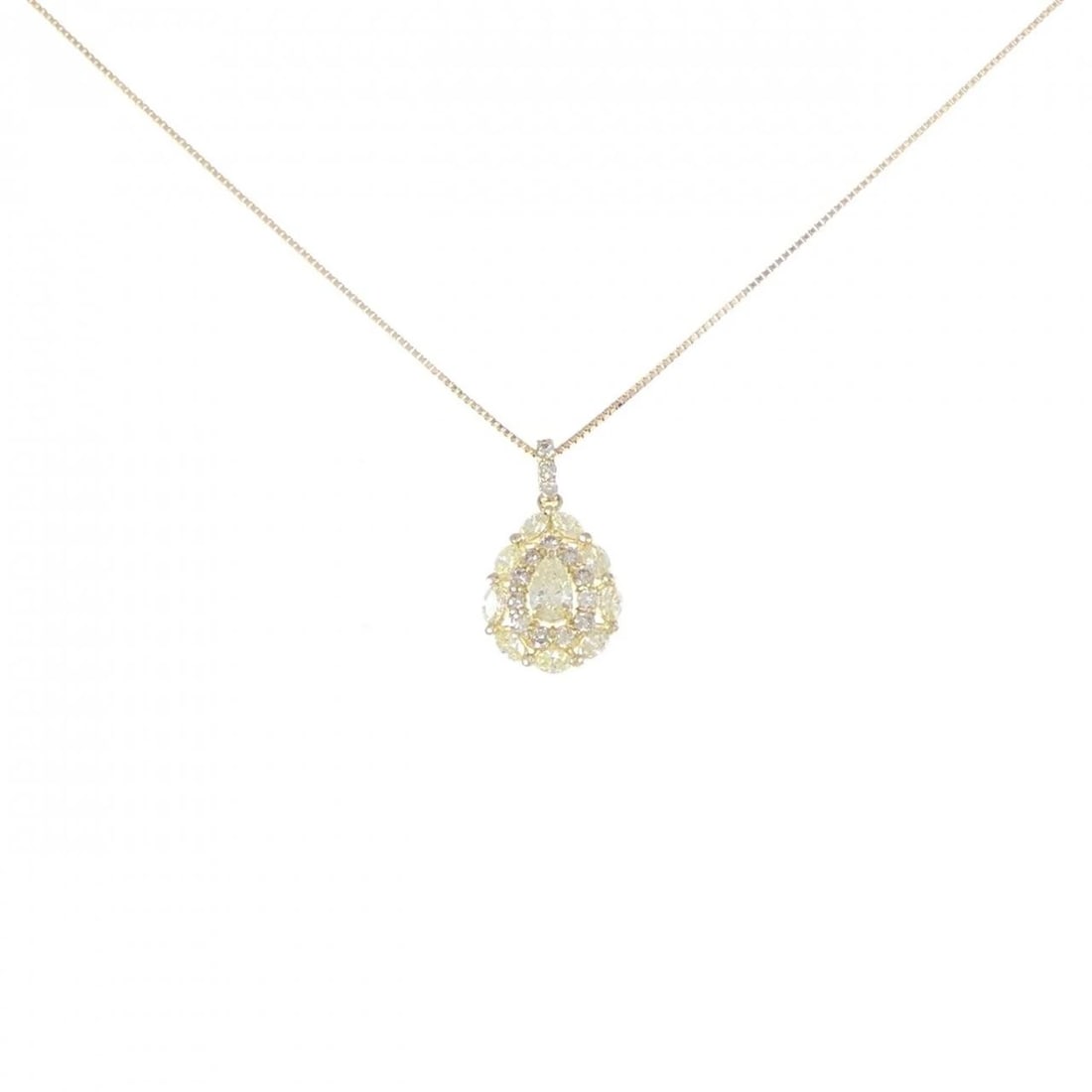 K18YG DIAMOND NECKLACE: K18YG Diamond Necklace Brand: Unbranded Type: Necklace Material: K18 Yellow Gold, Main Stone/Creation Natural Color: YG Size: 46cmActualSize Pendant top H x W: 17.7mmx10.1mm Chain Max. W: