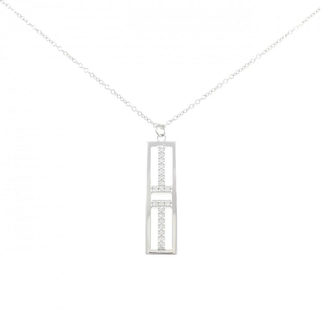 TIFFANY TO OPEN TICAL NECKLACE: Tiffany To Open Tical Necklace Brand: Tiffany Type: Necklace Material: 750 White Gold, Main Stone/Creation Natural Color: White Gold Size: ActualSize Pendant top H x W: 23.8mmx6.5mm Chain Max.