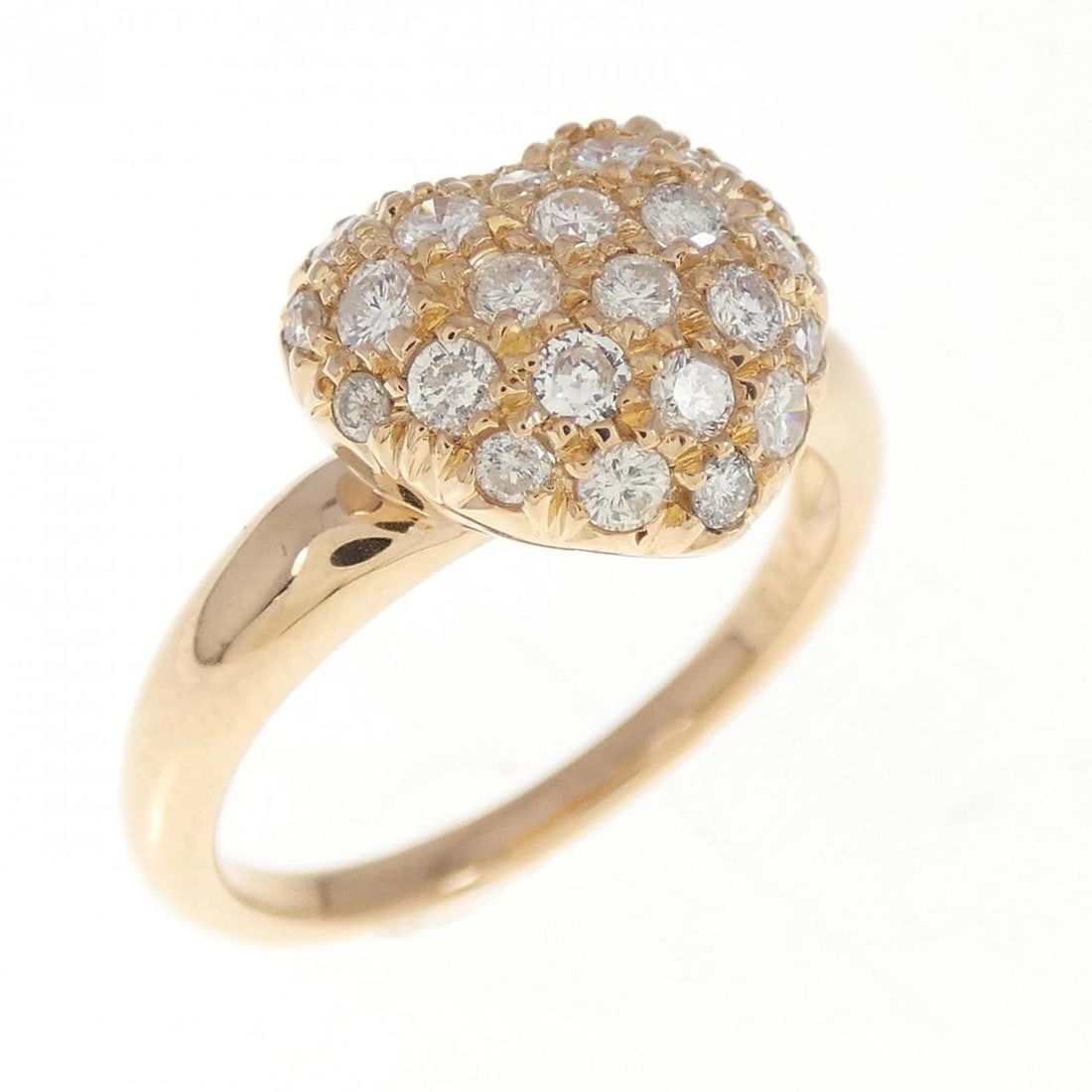 K18PG HEART DIAMOND RING: K18PG Heart Diamond Ring Brand: Unbranded Type: Ring Material: K18 Pink Gold, Main Stone/Creation Natural Color: PG Size: 5.5 -6 US Accessories: None Accessories Notice: When purchasing pr