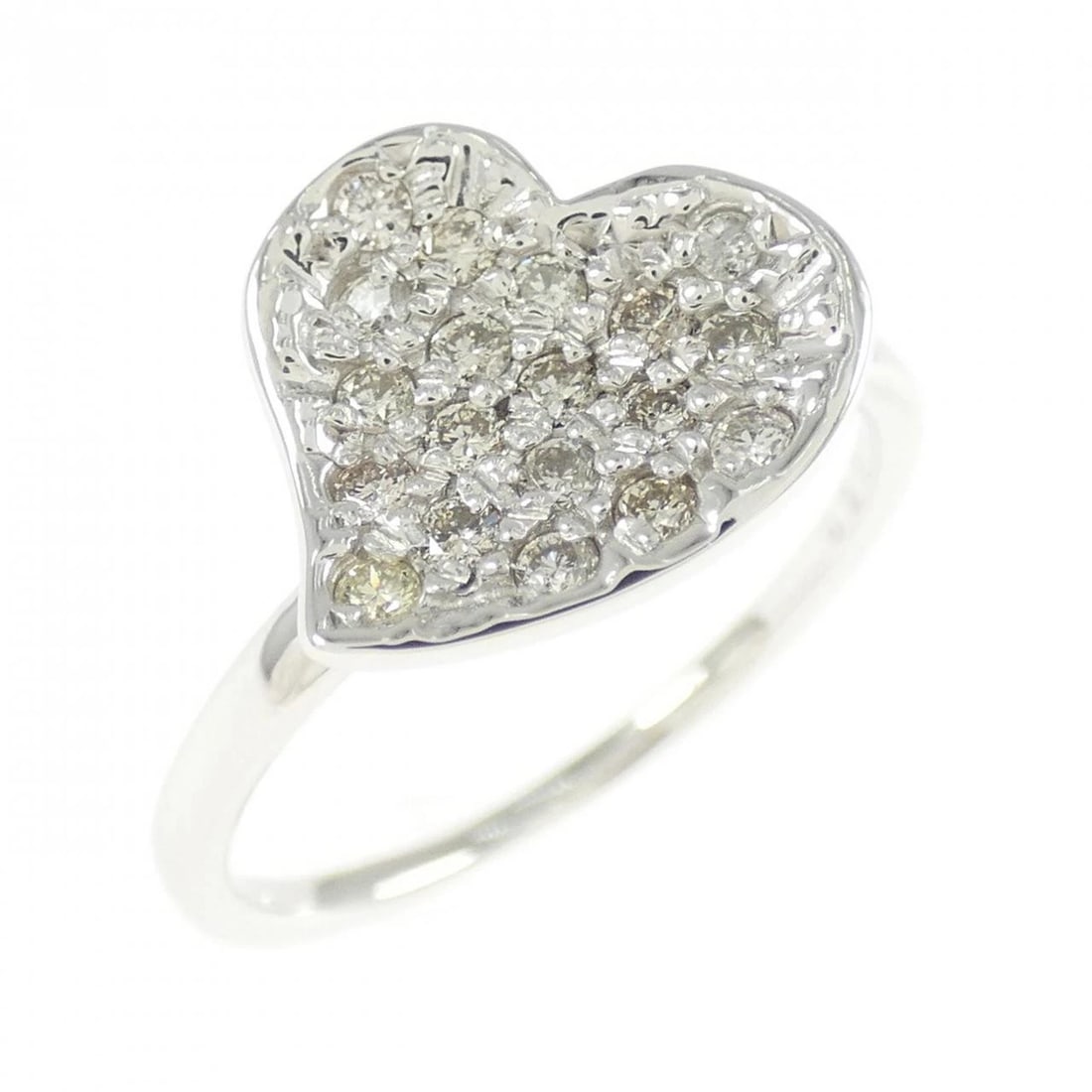 K18WG HEART DIAMOND RING: K18WG Heart Diamond Ring Brand: Unbranded Type: Ring Material: K18 White Gold, Main Stone/Creation Natural Color: White Gold Size: 5.5 ( US size) Accessories: None Accessories Notice: When