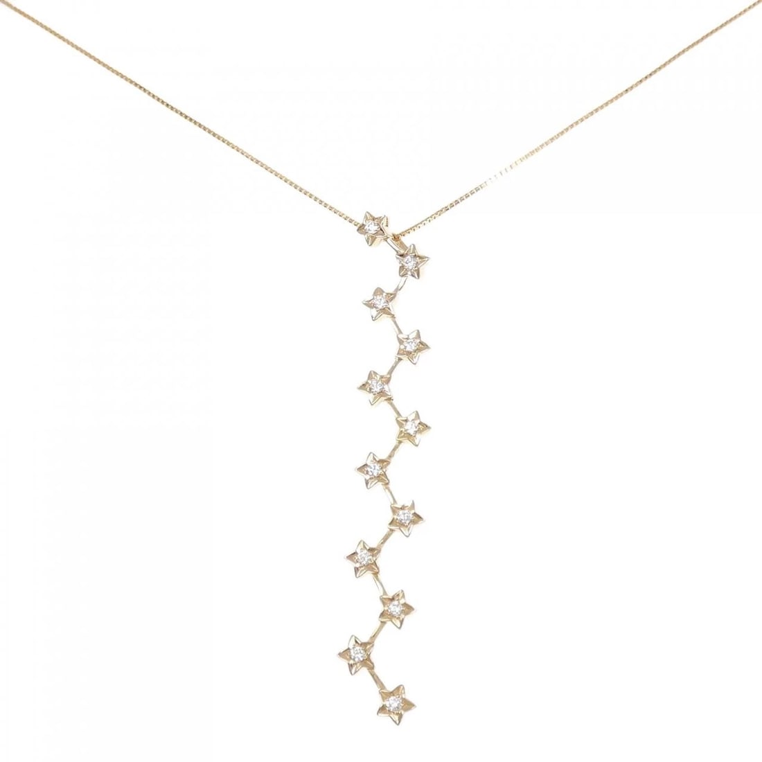 K18PG STAR DIAMOND NECKLACE: K18PG Star Diamond Necklace Brand: Unbranded Type: Necklace Material: K18 Pink Gold, Main Stone/Creation Natural Color: Pink Gold Size: 45cmActualSize Pendant top H x W: 66.0mmx10.4mm Chain