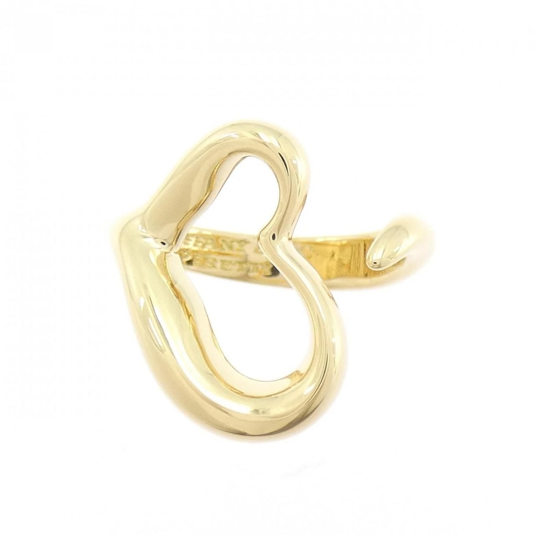 TIFFANY & CO. OPEN HEART RING: Tiffany & Co. Open Heart Ring Brand: Tiffany Type: Ring Material: 750 Yellow Gold, Color: yellow gold Size: 4.5-5 (US size) Accessories: None Accessories Notice: When purchasing pre-owned