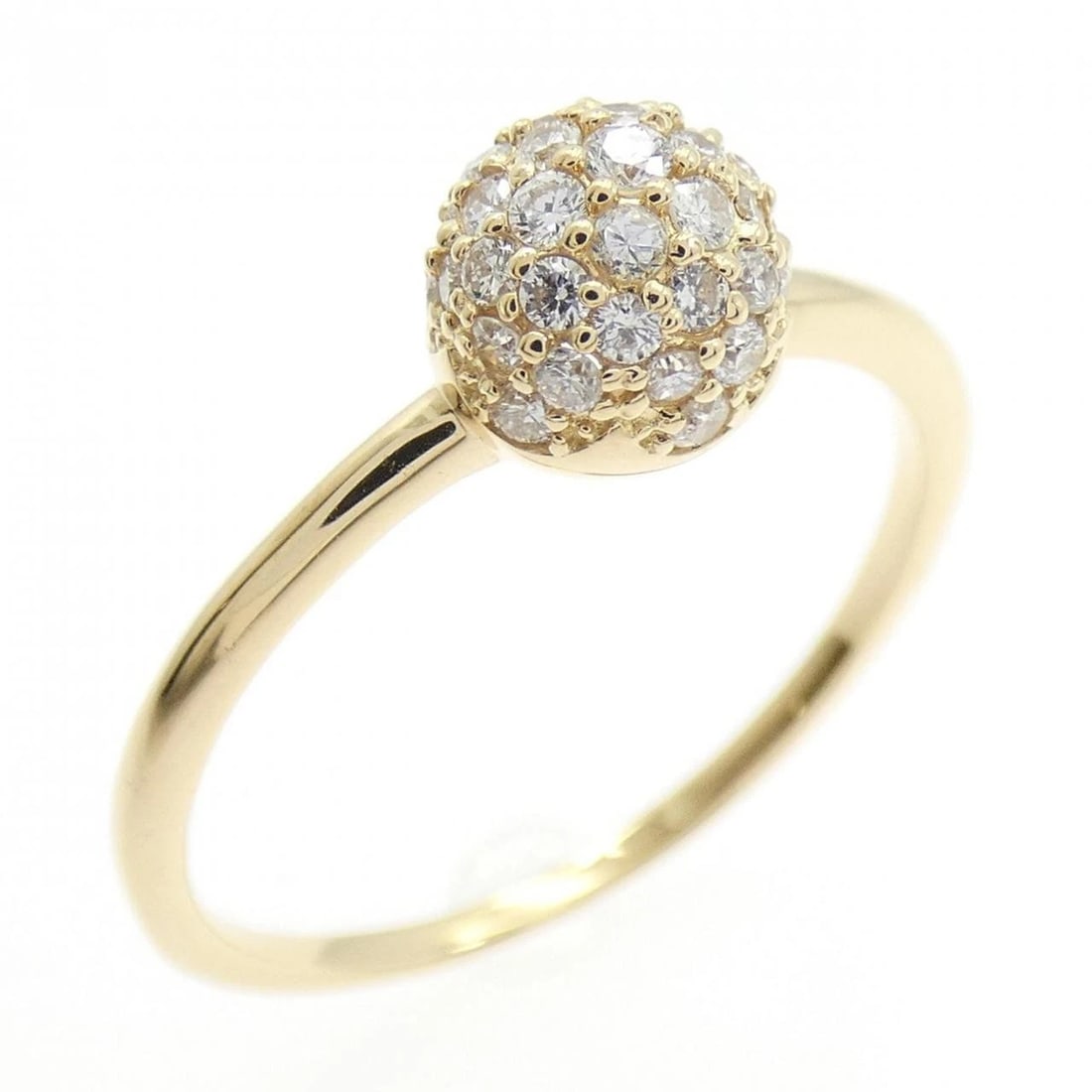 K18YG PAVE DIAMOND RING: K18YG Pave Diamond Ring Brand: Unbranded Type: Ring Material: K18 Yellow Gold, Main Stone/Creation Natural Color: Yellow Gold Size: 7.5-8 US Accessories: None Accessories Notice: When