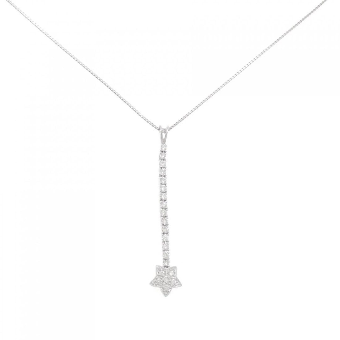 750WG K18WG STAR DIAMOND NECKLACE: 750WG K18WG Star Diamond Necklace Brand: Unbranded Type: Necklace Material: 750 White Gold K18 White Gold, Main Stone/Creation Natural Color: White Gold Size: 45cm ActualSize Pendant top H x