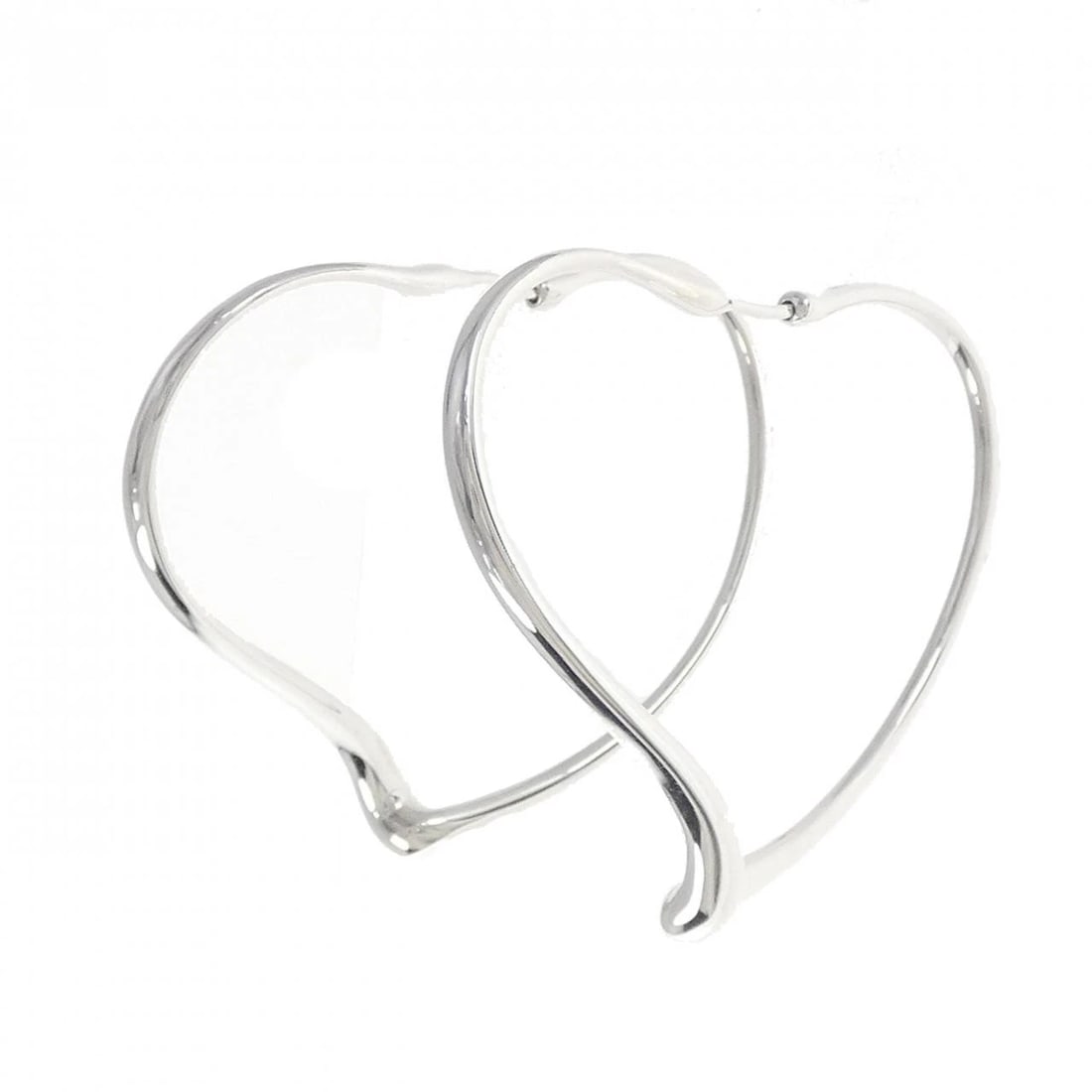 TIFFANY & CO. OPEN HEART HOOP EARRINGS: TIFFANY & Co. Open Heart Hoop Earrings Brand: TIFFANY&Co. Type: EarRing Material: 925 Silver, Color: White Size: Actual Size Approx. length x width: 41.8mm x 5.4mm Accessories: None