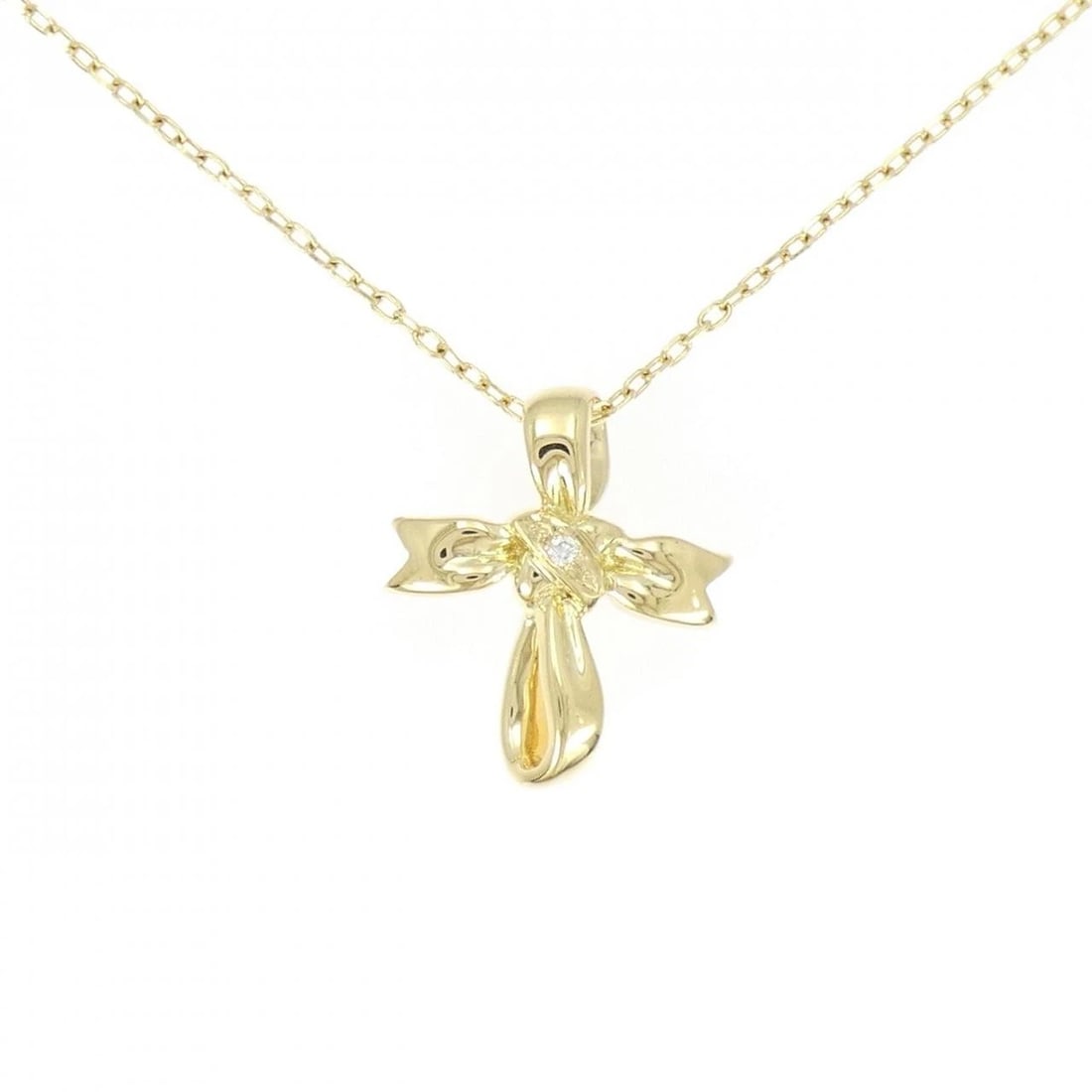 MIKIMOTO DIAMOND NECKLACE: MIKIMOTO Diamond Necklace Brand: MIKIMOTO Type: Necklace Material: K18 Yellow Gold, Main Stone/Creation Natural Color: Yellow Gold Size: ActualSize Pendant top H x W: 19.7mmx16.9mm Chain Max. W: 1