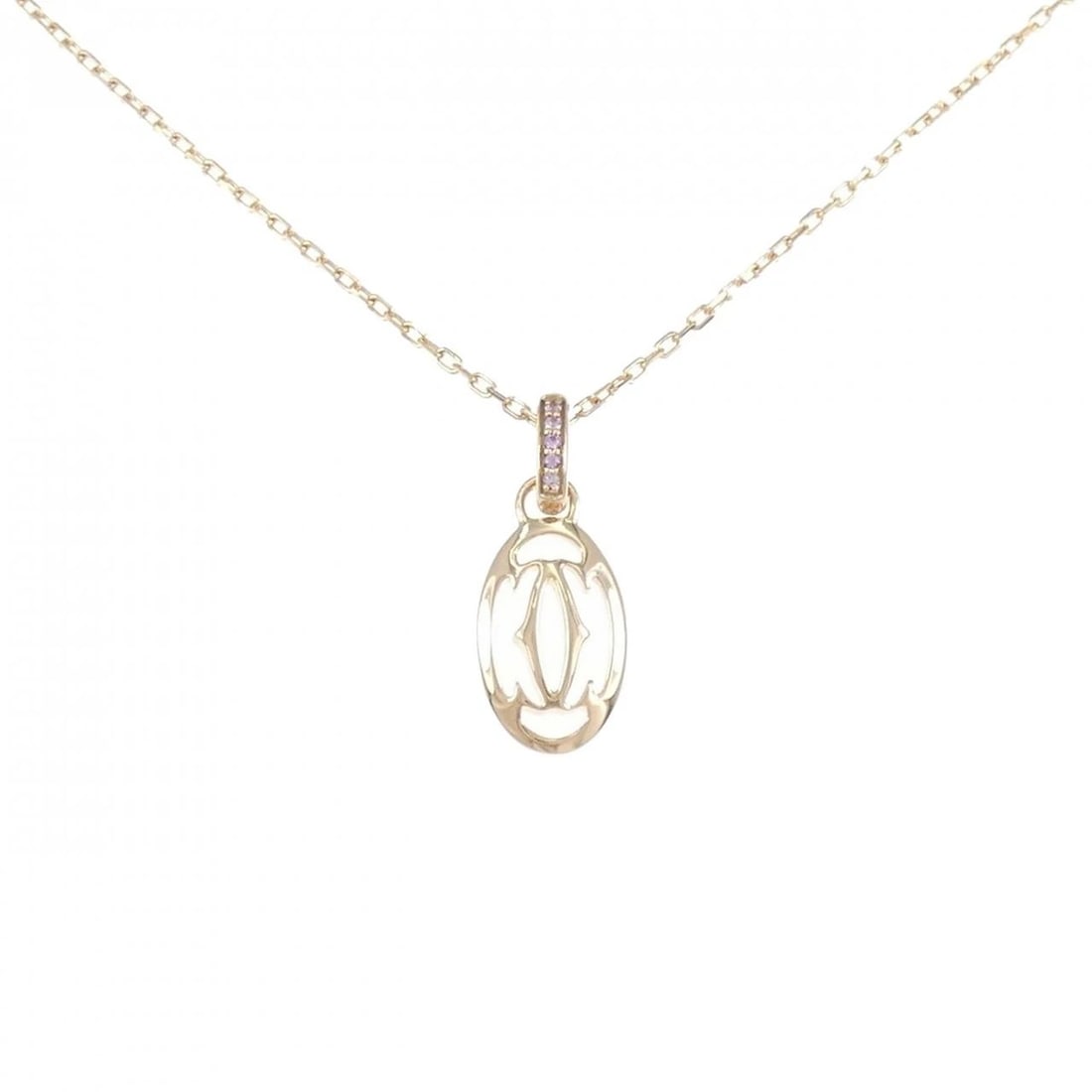CARTIER LOGO LIMITED EDITION NECKLACE: Cartier Logo limited edition Necklace Brand: Cartier Type: Necklace Material: 750 Pink Gold, Main Stone/Creation Sapphire Color: Pink Gold Size: 39/41cm, ActualSize Pendant top H x W:
