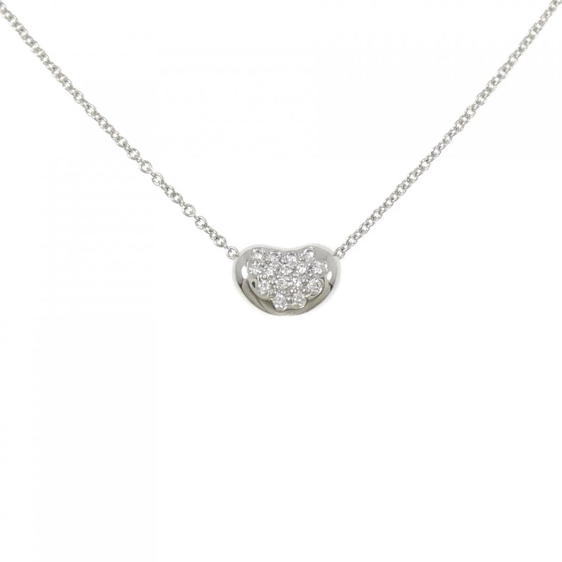 TIFFANY MINI MINI BEAN NECKLACE: Tiffany mini mini Bean Necklace Brand: Tiffany Type: Necklace Material: Platinum 950, Main Stone/Creation Natural Color: Platinum Size: ActualSize Pendant top H x W: 6.2mmx9.0mm Chain Max. W: