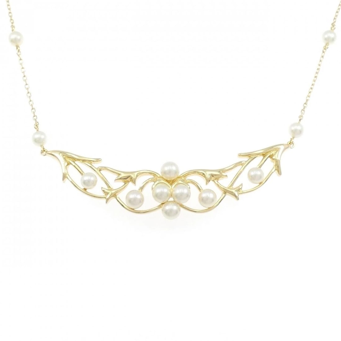 MIKIMOTO AKOYA PEARL NECKLACE: MIKIMOTO Akoya Pearl Necklace Brand: MIKIMOTO Type: Necklace Material: K18 Yellow Gold, Main Stone/Creation Akoya Pearl Color: Yellow Gold Size: 41cm, ActualSize Pendant top H x W: