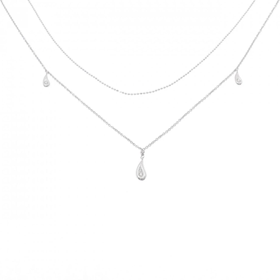 K18WG DIAMOND NECKLACE: K18WG Diamond Necklace Brand: Unbranded Type: Necklace Material: K18 White Gold, Main Stone/Creation natural Color: White Gold Size: 38-44cm ActualSizeMotif Max. W: 12.4mm Chain Max. W: 0.9mm 