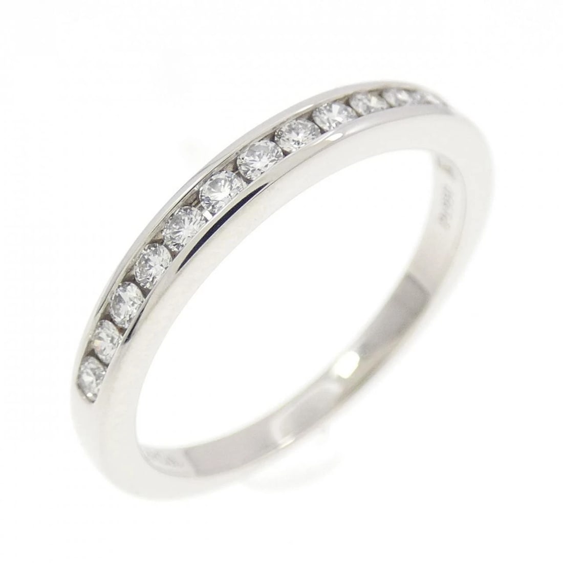 TIFFANY & CO. HALF CIRCLE CHANNEL SETTING RING: Tiffany & Co. half Circle channel setting Ring Brand: Tiffany Type: Ring Material: Platinum 950, Main Stone/Creation Natural Color: White Size: 4 (US size) Accessories: None Accessories No