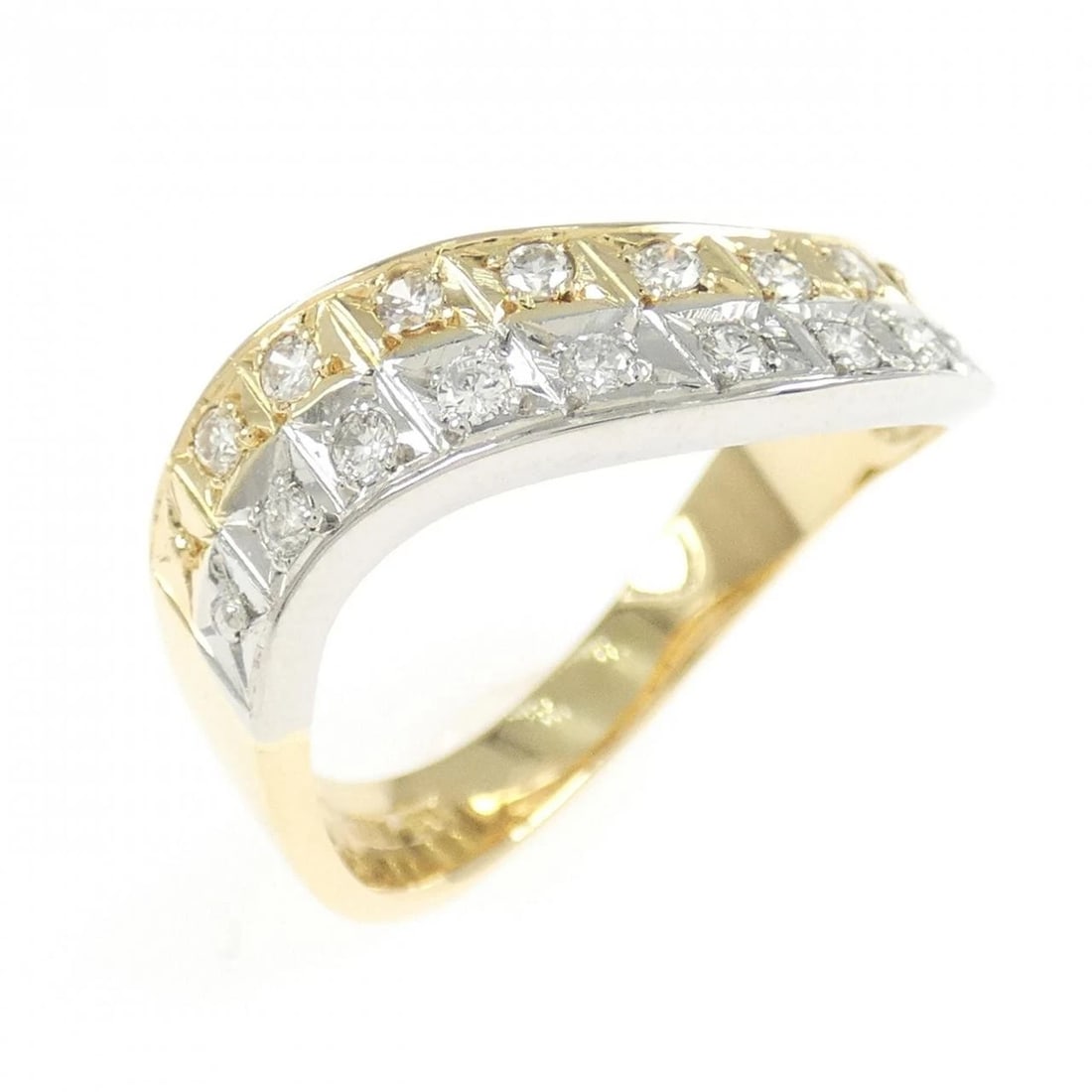 K18YG PT DIAMOND RING: K18YG PT Diamond Ring Brand: Unbranded Type: Ring Material: K18 Yellow Gold Platinum, Main Stone/Creation natural Color: Yellow Gold Size: 6.5 US Accessories: None Accessories Notice: When