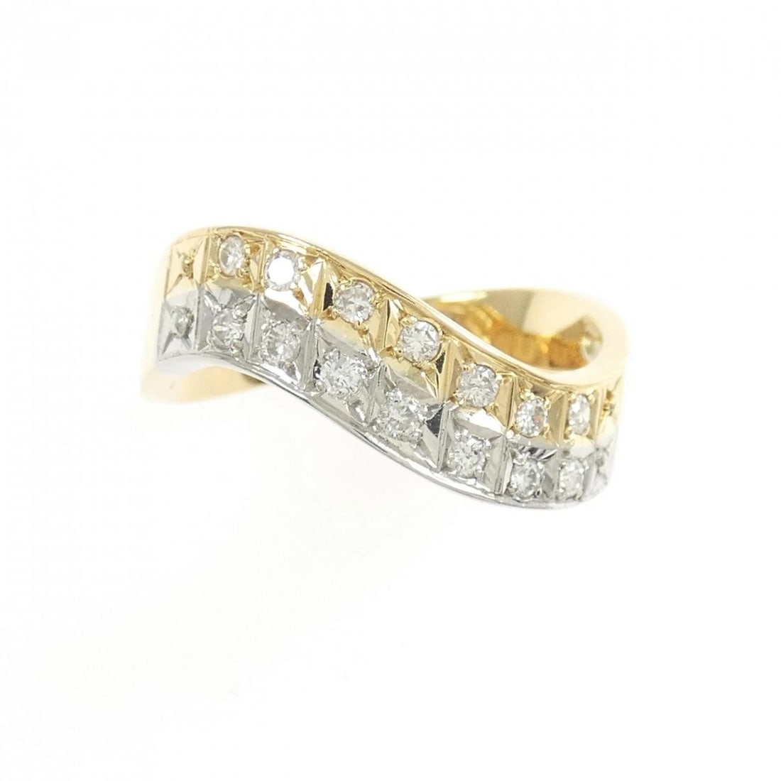 K18YG PT DIAMOND RING - 2