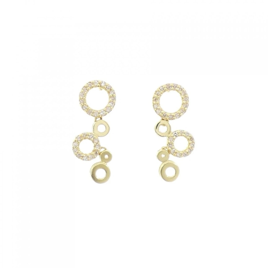 K18YG DIAMOND EARRINGS: K18YG Diamond Earrings Brand: Unbranded Type: Earrings Material: K18 Yellow Gold, Main Stone/Creation Natural Color: Yellow Gold Size: ActualSize HxW: 21.7mmx8.5mm Accessories: None