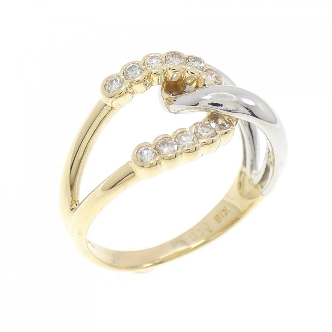 K18YG PT DIAMOND RING: K18YG PT Diamond Ring Brand: Unbranded Type: Ring Material: K18 Yellow Gold Platinum, Main Stone/Creation Natural Color: Yellow Gold Size: 6.5-7 US Accessories: None Accessories Notice: When