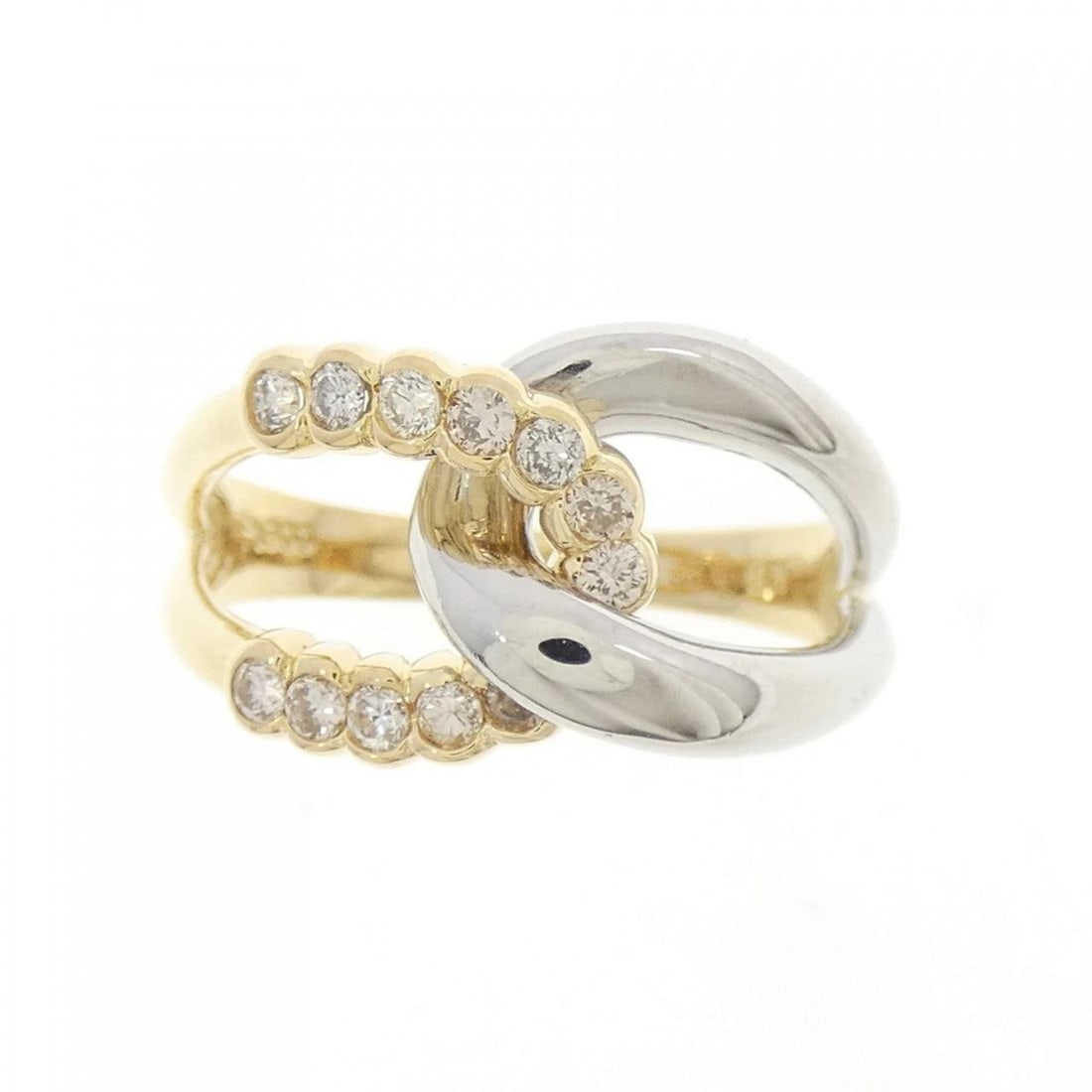 K18YG PT DIAMOND RING - 2