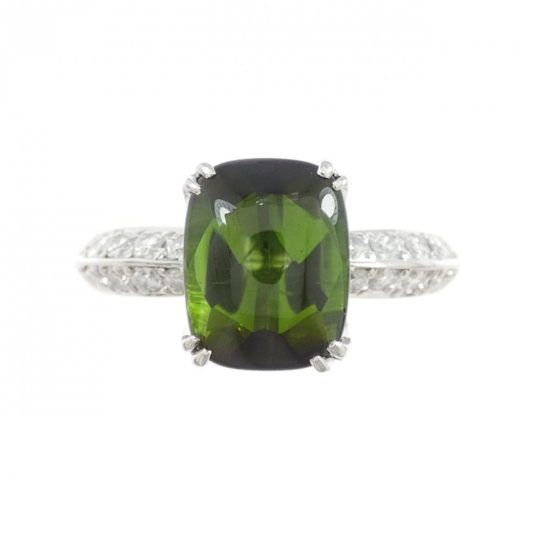 PT900 TOURMALINE RING: PT900 Tourmaline Ring Brand: Unbranded Type: Ring Material: Platinum 900 Platinum, Main Stone/Creation tourmaline Color: White Gold Size: 7-7.5 US Accessories: None Accessories Notice: When