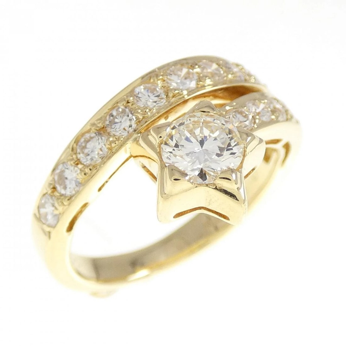 K18YG STAR DIAMOND RING: K18YG Star Diamond Ring Brand: Unbranded Type: Ring Material: K18 Yellow Gold, Main Stone/Creation natural Color: Yellow Gold Size: 6 US Accessories: None Accessories Notice: When purchasing