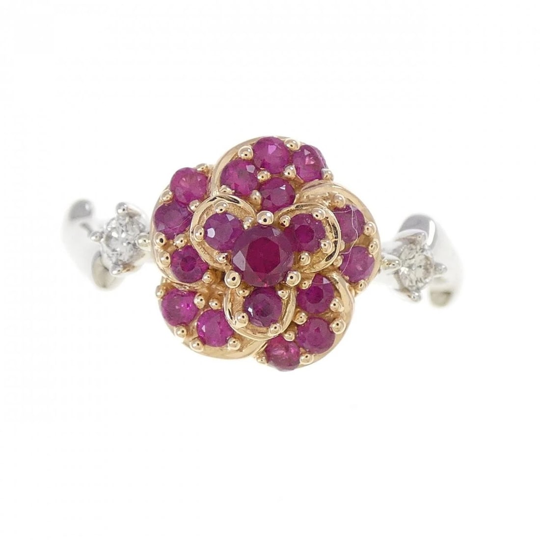 K18WG K18PG ROSE RUBY RING - 2