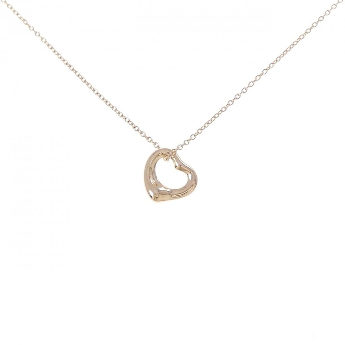 TIFFANY & CO. OPEN HEART NECKLACE: Tiffany & Co. Open Heart Necklace Brand: Tiffany Type: Necklace Material: 750 Pink Gold, Color: Pink Gold Size: 45cmActualSize Pendant top H x W: 10.7mmx10.7mm Chain Max. W: 1.0mm 