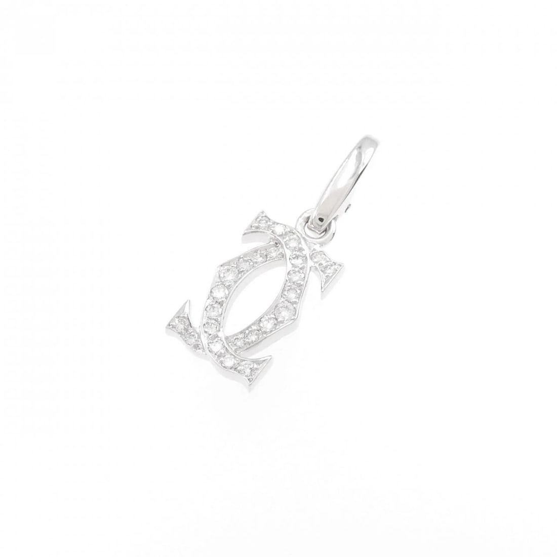 CARTIER 2C CHARM: Cartier 2C Charm Brand: Cartier Type: Pendant Brooch Material: 750 White Gold, Main Stone/Creation Natural Color: White Gold Size: ActualSize HxW: 24.8mmx8.4mm Accessories: None Accessories