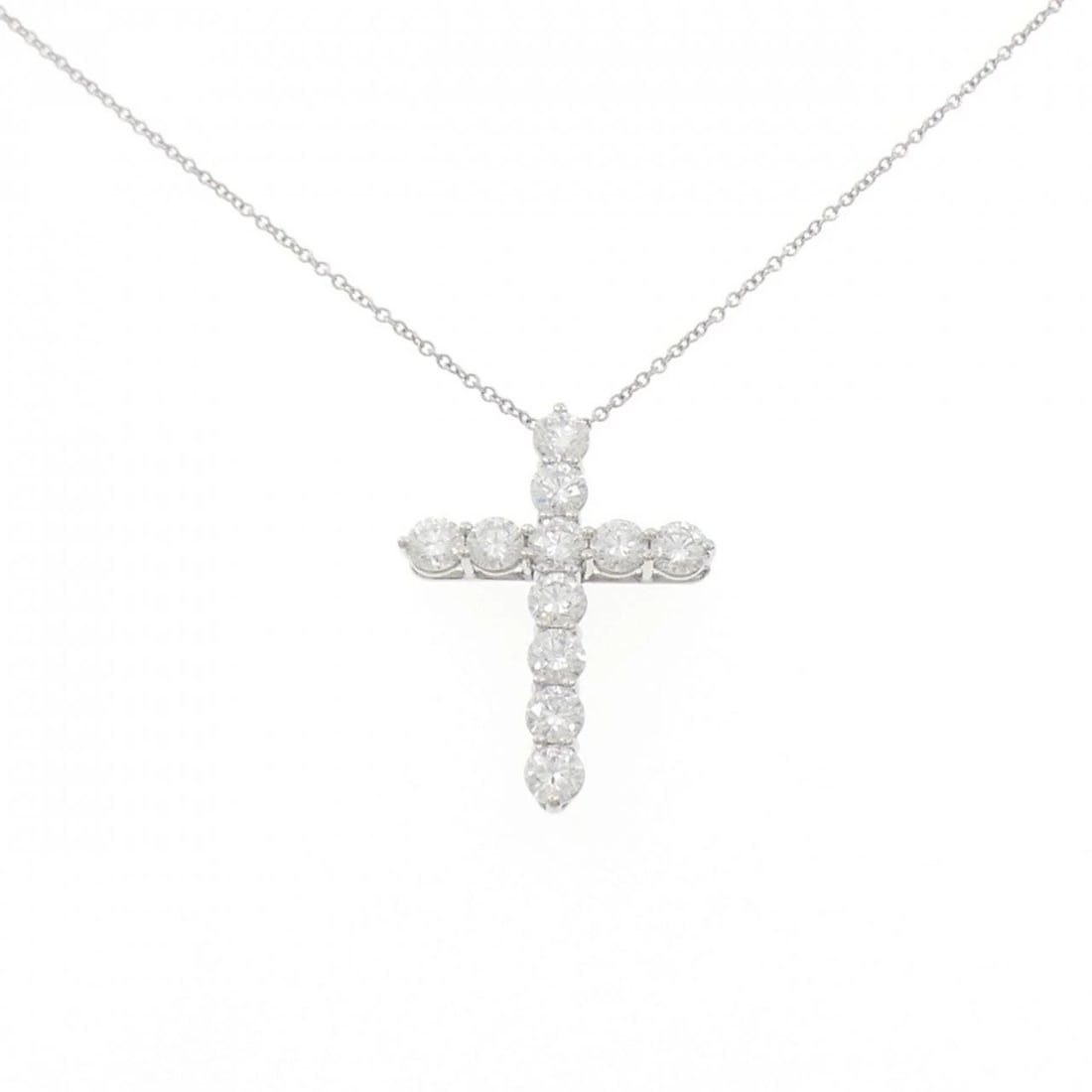 TIFFANY & CO. LARGE CROSS NECKLACE: Tiffany & Co. Large Cross Necklace Brand: Tiffany Type: Necklace Material: Platinum 950, Main Stone/Creation Natural Color: White Size: 41cmActualSize Pendant top H x W: 27.3mmx19.9mm Chain