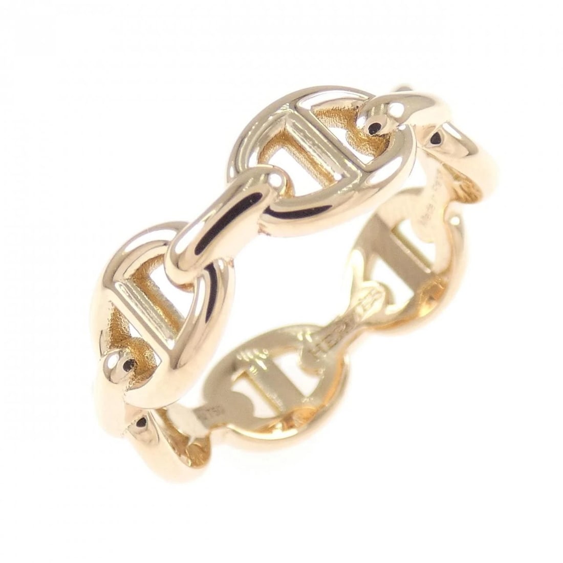 HERMES CHAINE D'ANCRE ENCHENE RING: HERMES Chaine d'Ancre Enchene Ring Brand: HERMES Type: Ring Material: 750 Pink Gold, Color: Pink Gold Size: 5US US Accessories: None Accessories Notice: When purchasing pre-owned goods,