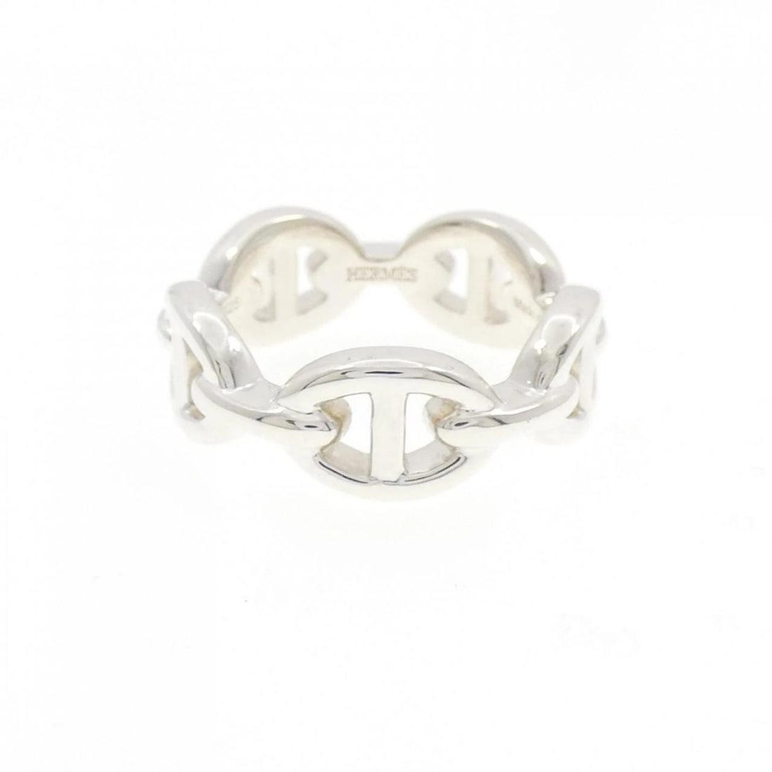 HERMES CHAINE D'ANCRE ENCHENE RING: HERMES Chaine d'Ancre Enchene Ring Brand: HERMES Type: Ring Material: 925 Silver, Color: Silver Size: 5 (US size) Accessories: None Accessories Notice: When purchasing pre-owned goods, please