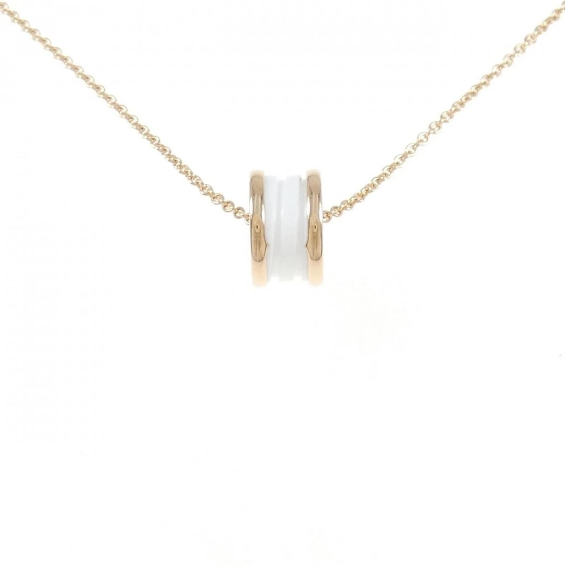 BVLGARI B.ZERO1 NECKLACE: BVLGARI B.zero1 Necklace Brand: BVLGARI Type: Necklace Material: 750 Pink Gold ceramic, Color: Pink Gold ceramic Size: ActualSize Pendant top H x W: 14.6mmx8.8mm Chain Max. W: 1.5mm