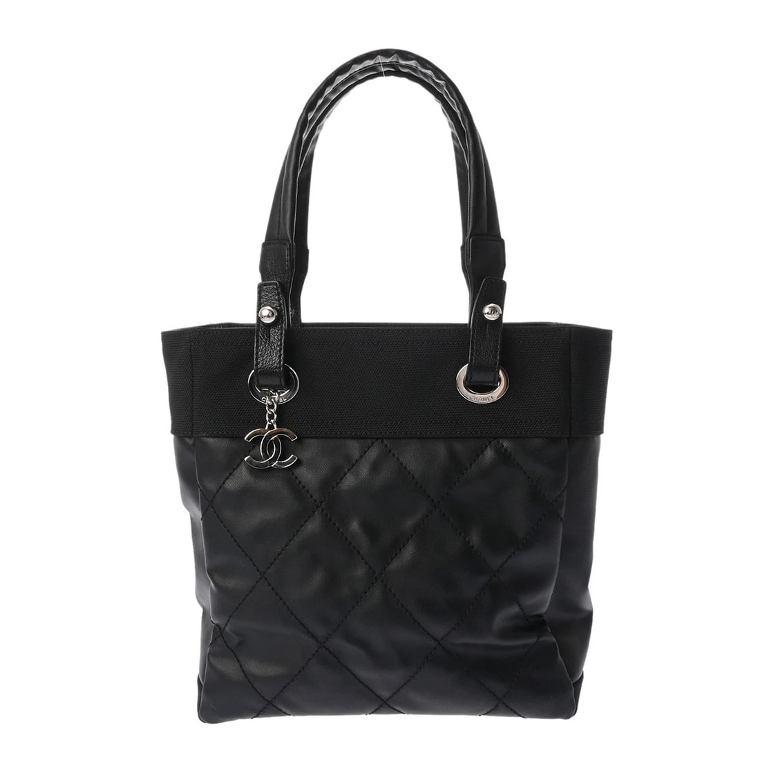 CHANEL TOTE PM PARIS-BIARRITZ COATED CANVAS BLACK TOTE BAG TOTE BAG (1 of 8)