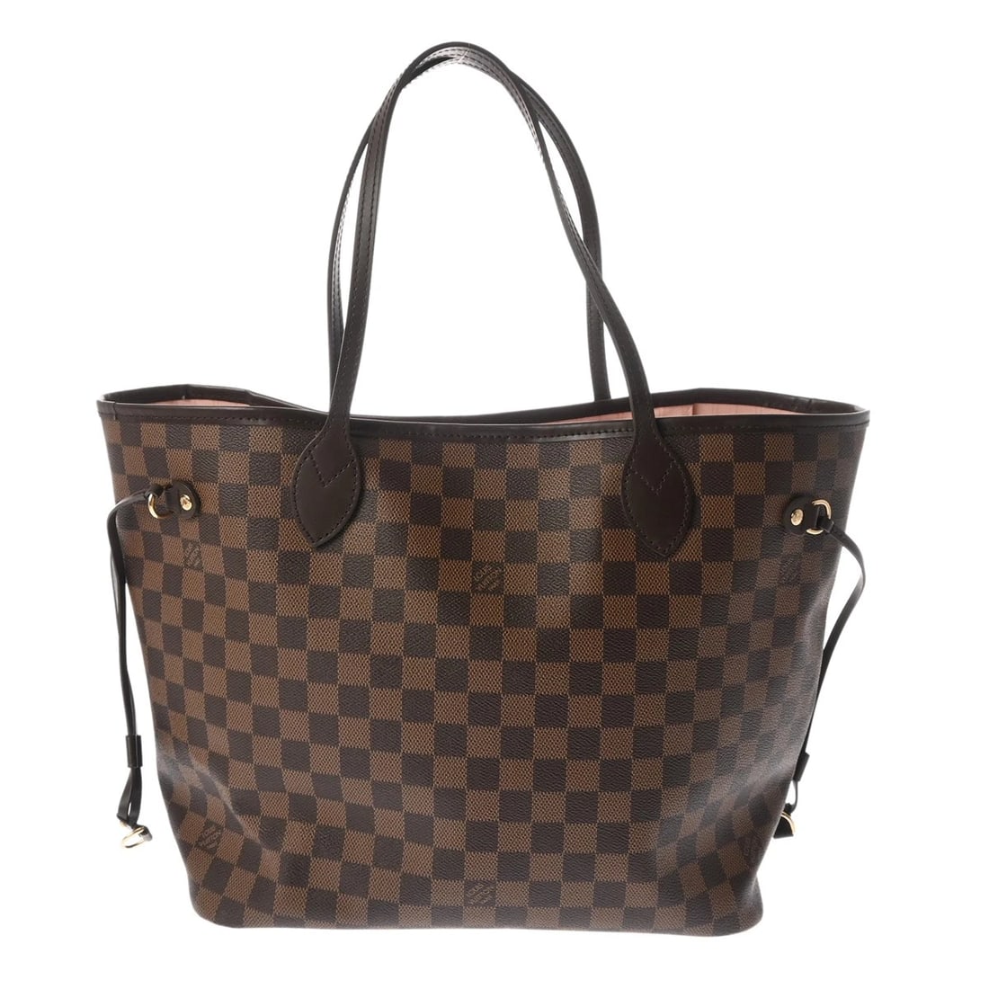 LOUIS VUITTON NEVERFULL MM DAMIER TOTE BAG: LOUIS VUITTON Neverfull MM Damier Tote Bag Brand: LOUIS VUITTON Type: Tote Bag Material: Damier canvas Color: Brown/Rose valerine Size: H:about 11.4inch W:about 12.4inch (Bottom) D:about 5.9inch H