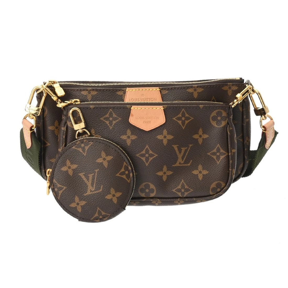 LOUIS VUITTON MULTI POCHETTE ACCESSORIES XMONOGRAM CANVAS SHOULDER BAG: LOUIS VUITTON Multi Pochette Accessories xMonogram canvas Shoulder Bag Brand: LOUIS VUITTON Type: Shoulder Bag Material: Monogram canvas Color: khaki × Gold Metal Size: H:about 5.1inch W:about 9.