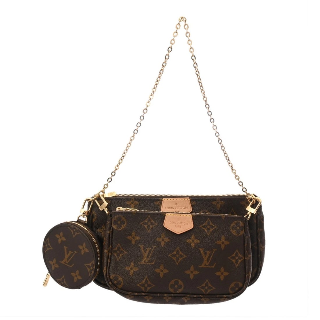 LOUIS VUITTON MULTI POCHETTE ACCESSOIRES MONOGRAM SHOULDER BAG: LOUIS VUITTON Multi Pochette Accessoires Monogram Shoulder Bag Brand: LOUIS VUITTON Type: Shoulder Bag Material: Monogram canvas Color: Rose Claire Size: H:about 5.1inch W:about 9.3inch D:about 1.