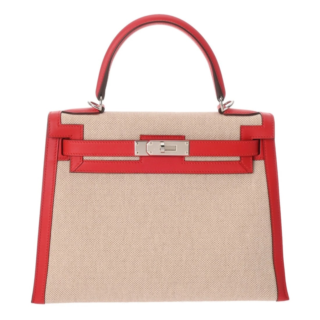 HERMES KELLY 28 OUTSIDE STITCH 2WAY TOWER ASH HANDBAG: HERMES Kelly 28 Outside Stitch 2WAY Tower ash Handbag Brand: HERMES Type: Handbag Material: Tower ash/Vaux Swift Color: Ecru/Rouge Cou × SilverMetal Size: H:about 8.7inch W:about 11.4inch
