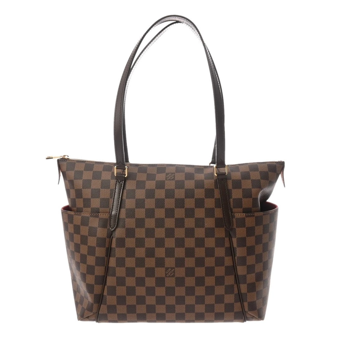 LOUIS VUITTON TOTALLY MM DAMIER CANVAS TOTE BAG: LOUIS VUITTON Totally MM Damier canvas Tote Bag Brand: LOUIS VUITTON Type: Tote Bag Material: Damier canvas Color: Brown × Gold Metal Size: H:about 11.8inch W:about 12.8inch D:about 6.1inch 