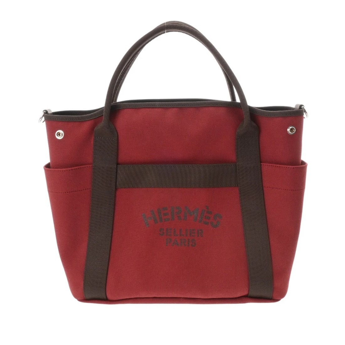 HERMES SAC DE PANSAGE GROOM ROUGE ASH HANDBAG HANDBAG: HERMES Sac de Pansage Groom Rouge ash Handbag Handbag Brand: HERMES Type: Handbag Material: Toile Chevron/Bridle Leather Color: Rouge ash × SilverMetal Size: H:about 13.2inch W:about 15.0inch