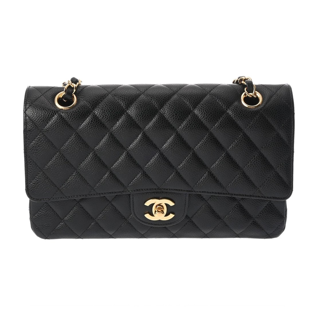 CHANEL W-FLAP W-CHAIN SHOULDER MATRASSE SHOULDER BAG: CHANEL W-flap W-Chain Shoulder Matrasse Shoulder Bag Brand: CHANEL Type: Shoulder Bag Material: Caviarskin Color: black × Gold Metal Size: H:about 6.1inch W:about 9.8inch D:about 2.6inch