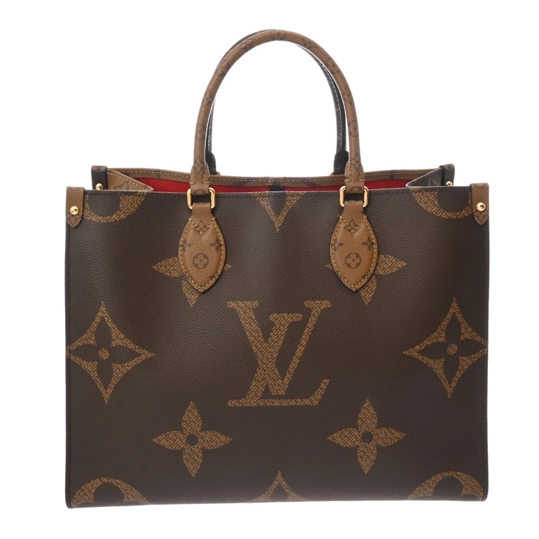 LOUIS VUITTON ON THE GO MM MONOGRAM GIANT REVERSE TOTE BAG: LOUIS VUITTON On the Go MM Monogram giant reverse Tote Bag Brand: LOUIS VUITTON Type: Tote Bag Material: Monogram canvas Color: Brown Size: H:about 10.2inch W:about 13.6inch D:about 5.7inch