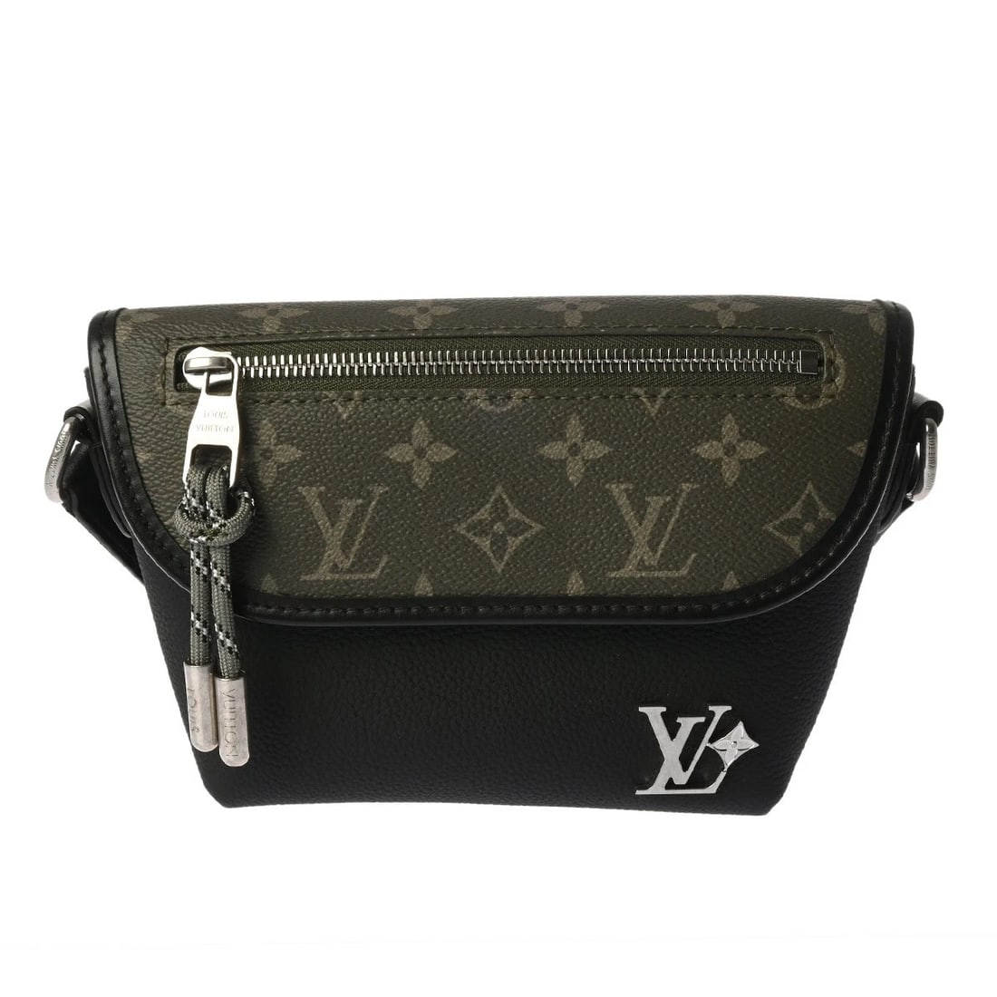LOUIS VUITTON PULSE WEARABLE WALLET SHOULDER BAG: LOUIS VUITTON Pulse Wearable Wallet Shoulder Bag Brand: LOUIS VUITTON Type: Shoulder Bag Material: Monogram canvas/calf Color: Khaki / Black Size: H:about 5.7inch W:about 5.7inch (Bottom)