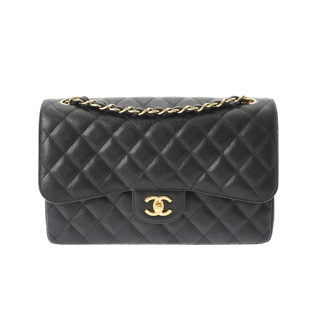 CHANEL W-FLAP W-CHAIN SHOULDER 30 SHOULDER BAG: CHANEL W-Flap W-Chain Shoulder 30 Shoulder Bag Brand: CHANEL Type: Shoulder Bag Material: Caviar skin Color: black × Gold Metal Size: H:about 7.5inch W:about 11.8inch D:about 3.5inch