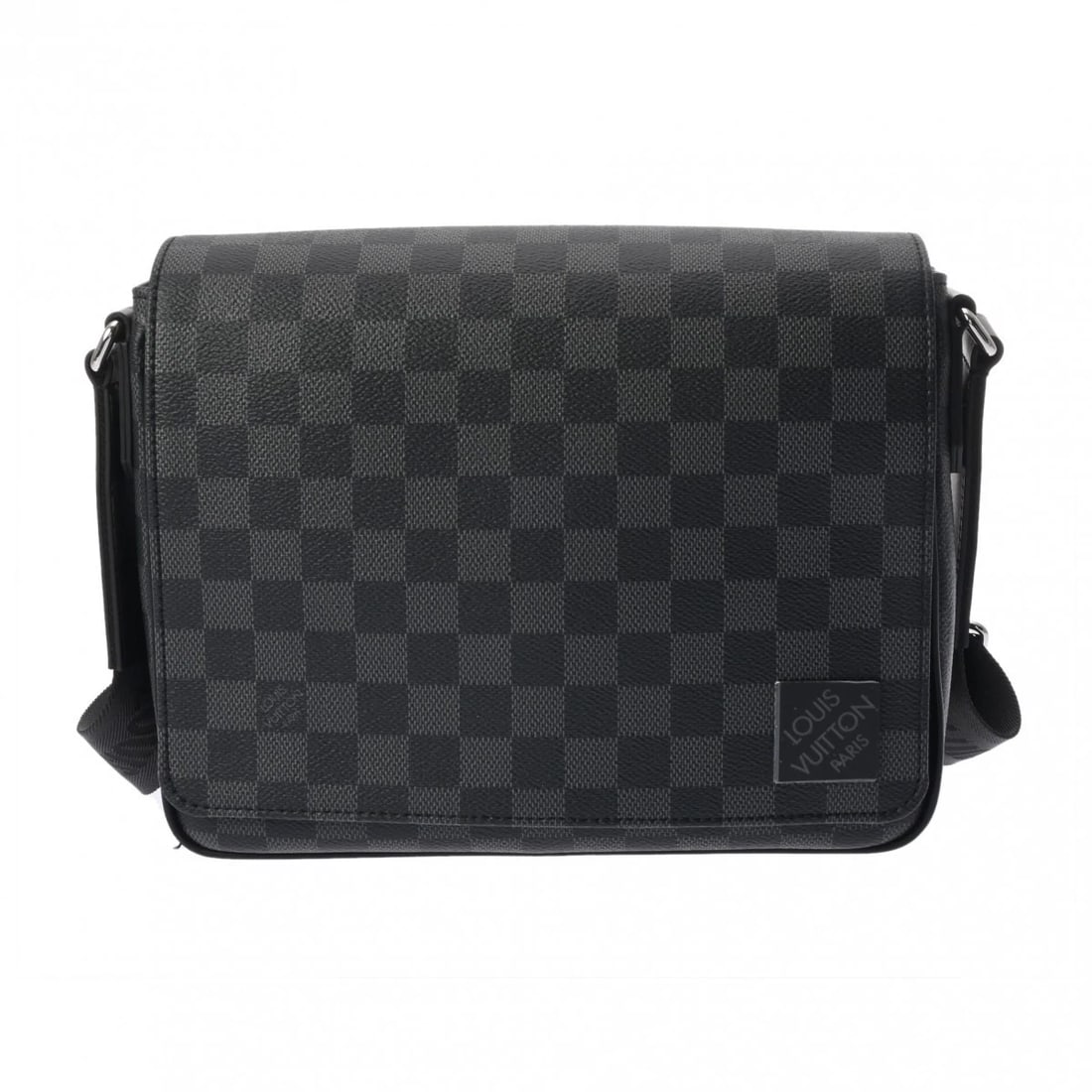 LOUIS VUITTON DISTRICT PM NV3 DAMIER SHOULDER BAG: LOUIS VUITTON District PM NV3 Damier Shoulder Bag Brand: LOUIS VUITTON Type: Shoulder Bag Material: Damier canvas Color: black Size: H:about 7.9inch W:about 10.0inch D:about 2.6inch Shoulder:about
