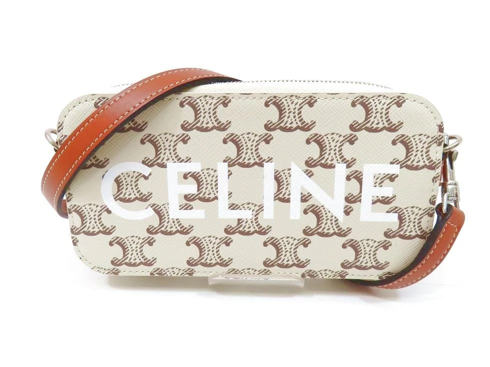 CELINE TRIOMPHE CANVAS TAN ECRU HORIZONTAL SHOULDER BAG HANDBAG (1 of 2)