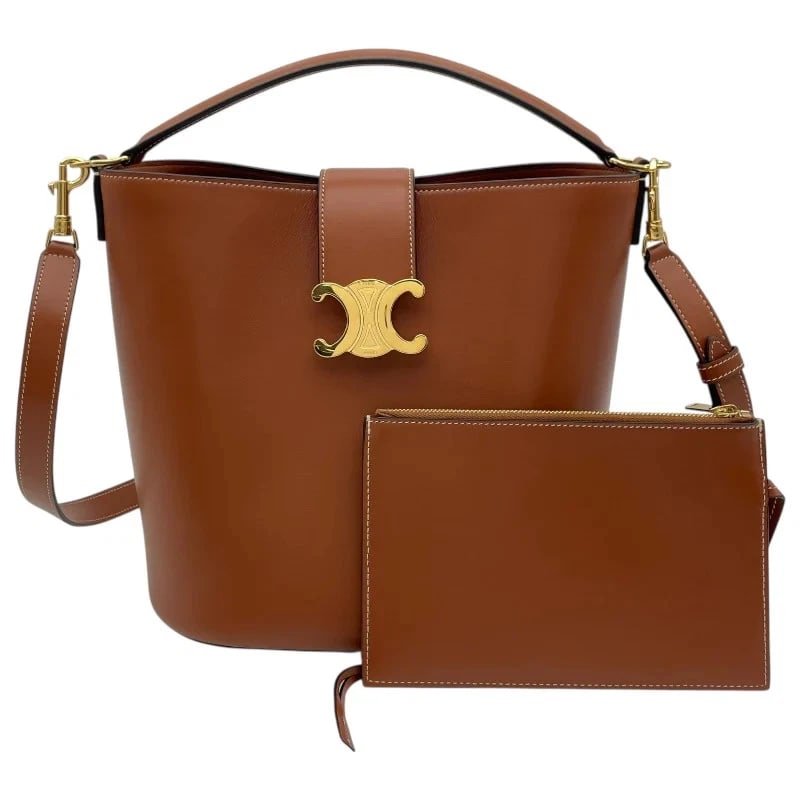 CELINE MEDIUM BUCKET LOUISE TAN SMOOTH CALFSKIN SHOULDER BAG HANDBAG (1 of 9)
