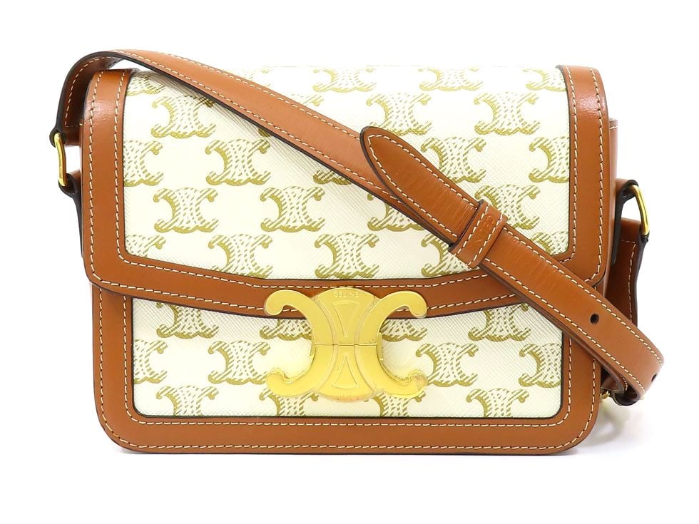 CELINE PVC CALFSKIN WHITE TEEN TRIOMPHE SHOULDER BAG HANDBAG (1 of 6)