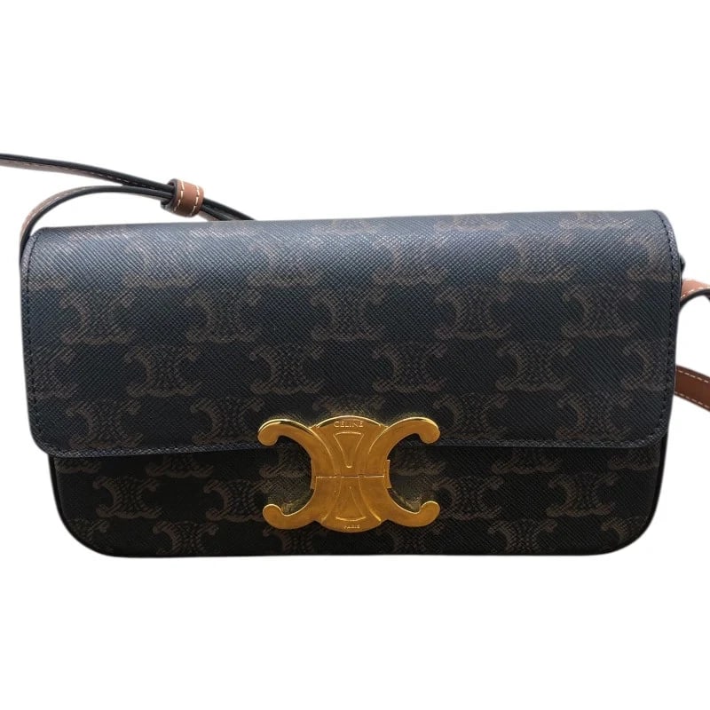 CELINE CLAUDE BROWN TRIOMPHE CANVAS HANDBAG: CELINE Claude Brown Triomphe Canvas Handbag Brand: CELINE Type: Handbag Material: Triumph Canvas Color: Brown Size: W: 20cm / H: 10cm / D: 4cm / Shoulder: 59cm Accessories: None Accessories